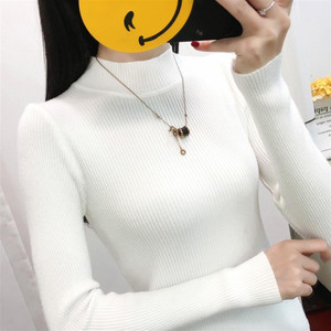 New autumn and winter half turtleneck large size sweater base shirt for women long-sleeved sweater pullover inner slim tight thread

