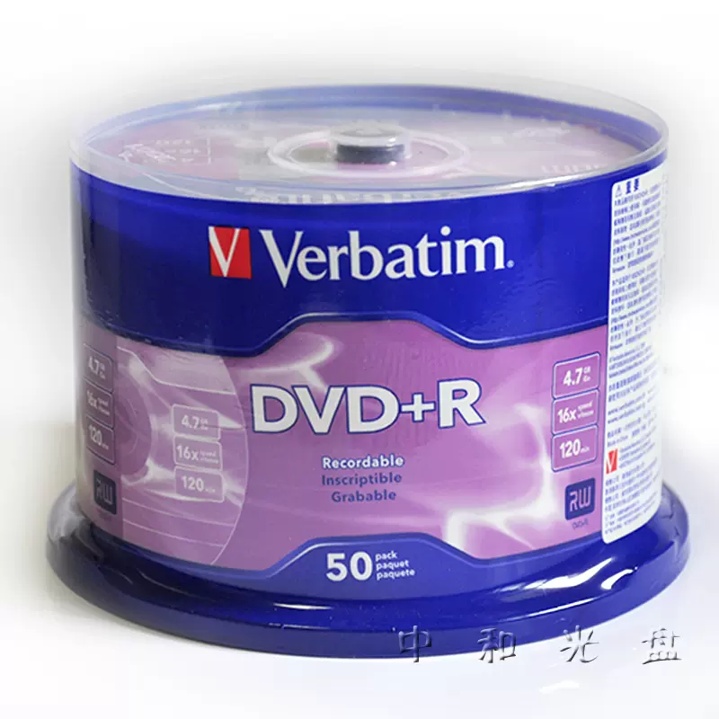 原装verbatim威宝50片筒装DVD+R16X4.7G一次性空白刻录光盘正品-Taobao