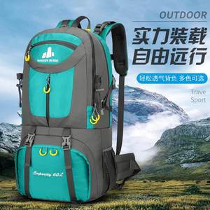 
New outdoor leisure travel mountaineering bag 60L large capacity hiking camping light travel backpack for men and women