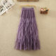 Irregular mesh skirt spring and summer women's new high -waisted puffed lotus leaf cake skirt medium long A -line skirt