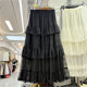 Gentle and sweet lace skirt for women in spring and summer new high-waisted ruffle skirt spliced ​​layered mesh cake skirt