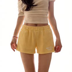 Dopamine Milk Yellow Sports Shorts for Women, Summer Loose Fit, Slimming, Trendy A-Line Wide-Leg Casual High-Waisted Hot Pants