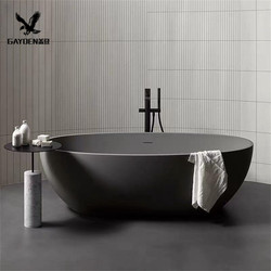 Dark Gray Artificial Stone Freestanding Bathtub for Bathroom, Home Use, Hotel, Homestay, Trendy Double Bathtub for Couples