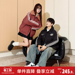 
Tangshi winter new couple cotton coat men's short black American fashion brand collared coat women's cotton coat