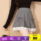 Tang Shi design pleated skirt for women in summer gray lace splicing niche hot girls a-line short skirt skirt jcc
