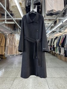 
Dark gray stand-up collar long-haired double-sided wool coat for women mid-length 25 years new Korean style single-breasted Australian wool coat