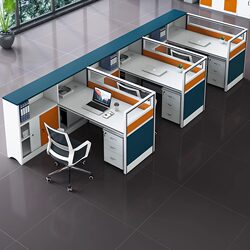 Office Desk and Chair Combination Simple Modern Staff Screen Partition Office Deck 4 People 6 Personnel Workstation Financial Table