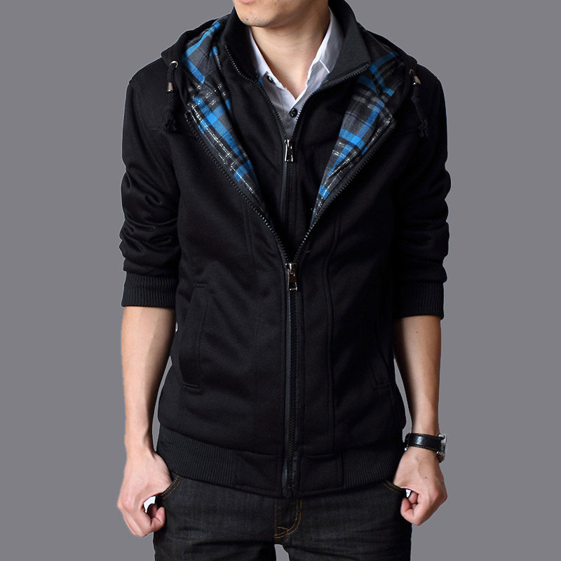 jacket夹克棒球服加厚连帽潮男夹克外套男2014秋冬男装加肥加大