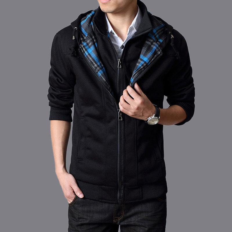 jacket夹克棒球服加厚连帽潮男夹克外套男2014秋冬男装加肥加大