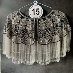 Heavy Beading, Short Tassels, Cloud Shoulder Design, Hand-Beaded, Breathable Wedding Dress, Chinese-Style Qipao Shawl