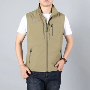 
Outdoor quick-drying vest men's spring and autumn thin multi-pocket middle-aged and young standing collar large size vest men's workwear casual jacket
