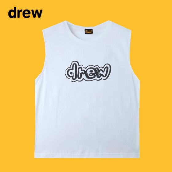 
Drew smiley face letter vest men's summer trendy brand loose sports fitness basketball pure cotton sleeveless t-shirt