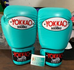Candy Blue Yokkao Thailand Imported Cowhide Muay Thai Gloves Sanda Fighting Men's and Women's Sports Fitness Gloves