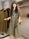 Casual large size mid-length over-knee dress 2025 summer round neck short-sleeved T-shirt skirt Korean loose long skirt women
