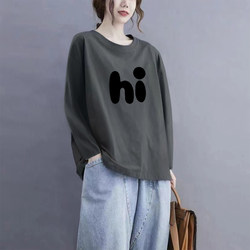Autumn Thin Round-Neck Plus-Size Loose T-Shirt for Women 2026 New Design Niche Slimming Jacket Top