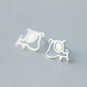 
Simple design S925 sterling silver cute brushed puppy dog ​​earrings girl earrings fresh and cute cartoon earrings
