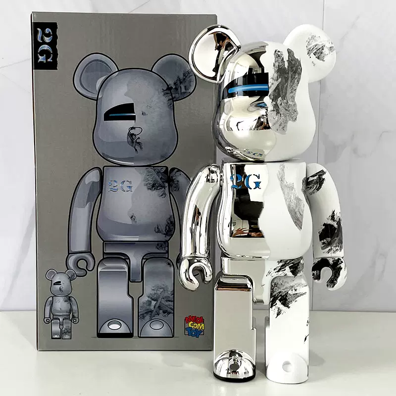 暴力熊bearbrick400%國產布裏克積木熊潮玩小模型擺件千秋空山基-Taobao