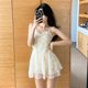 Korean Ins summer new sexy hot girl slimming belly lace strap skirt one-piece swimsuit hot spring swimsuit
