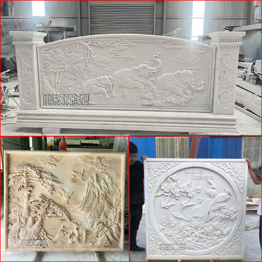 ✿3/18迄限定出品！中古/重量感のある彫刻レリーフ・大理石天板の六角形花台 ✿3/18迄限定出品！中古/重量感のある彫刻レリーフ・大理石天板