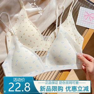 
Small fresh floral underwear for women with small breasts, push-up French triangle cup, breast reduction, anti-sagging, beautiful back bra, thin style