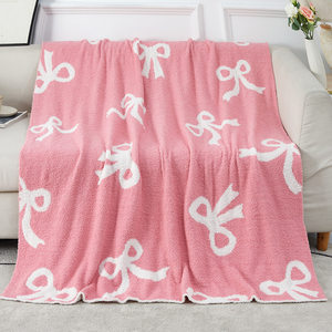 
Class A mother and baby half-edged velvet blanket bow series knitted half-edged velvet blanket sofa blanket air conditioning summer cool blanket
