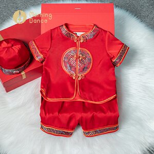 Morning dance baby boy's one-year-old dress baby catches week full moon 100-day banquet summer Chinese style Tang suit thin summer