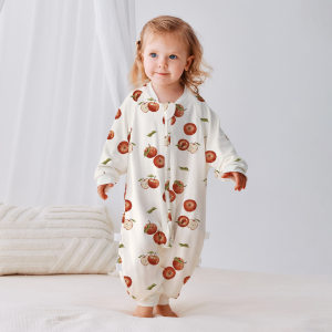 
Sleeping bag four-layer spring and summer bamboo cotton gauze fully open buckle leg baby sleeping bag children's all-season style sleeping bag contains silk