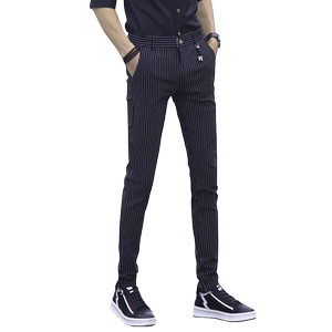 
Men's Korean style trendy casual pants new style men's slim trousers stretch slim trousers men's black plaid men's pants