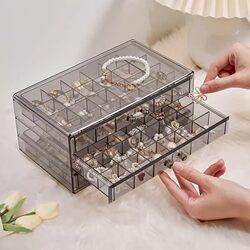 Jewelry Storage Box, Transparent Multi-Layer Jewelry Box, Ring, Earrings, Necklace, Bracelet, Household Trendy Drawer-Style Jewelry Box