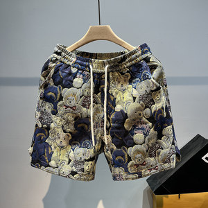 
New bear casual shorts for men summer American pinch pants Internet celebrity loose outdoor beach pants thin men