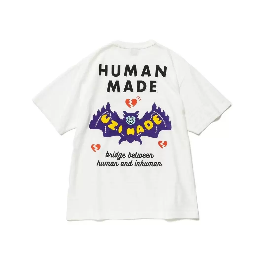 Human made卡通蝙蝠短袖T恤趣味创意日系宽松男女情侣穿搭上衣T潮-Taobao