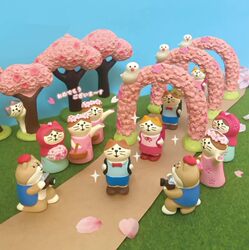 Zakka Cherry Blossom Spring Japanese-Style Props ins Miniature Resin Gift Cute Cat Figurine