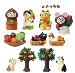Autumn Harvest Chestnuts Persimmon Tree Box Purple Sweet Potato Fruit Cat and Mouse Japanese Style Cat Zakka Ornament