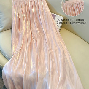 
Pink flowing sand skirt for women spring and summer 2026 new style large skirt temperament drape slim a-line long skirt