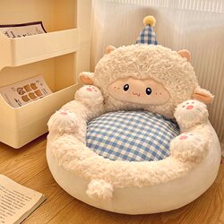 Cute Lazy Sofa Chair Tatami Floor Cushion for Reading, Children's Girls' Reading Area, Bedroom Small Ottoman