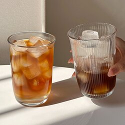 ins Iced Americano Latte Coffee Cup Heat-Resistant Beverage Cup Glass Cup Transparent Cold Drink Cup Drinking Cup Milk Cup