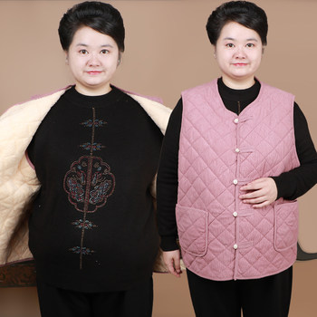 Add velvet and cotton vest loose and thickened middle-aged and elderly horse clips
