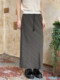
0520 summer plaid drawstring long skirt straight slim plaid skirt is rich F0317