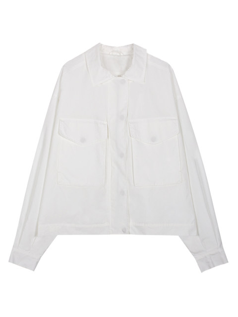 VintageTang American retro white loose short work jacket windbreaker jacket autumn Xiaoqi