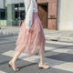 Pink Starry Sky Mesh Skirt Autumn 2025 New Korean Irregular Velvet Skirt Mid-length Female Star Star