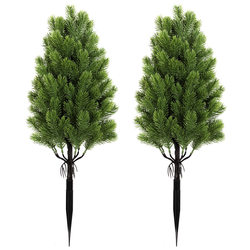 Artificial Christmas Pine and Cypress Trees, Pine Needles and Grass Bonsai, Green Plant Potted Plants, Artificial Pine and Cypress Leaves for Greenery Decoration