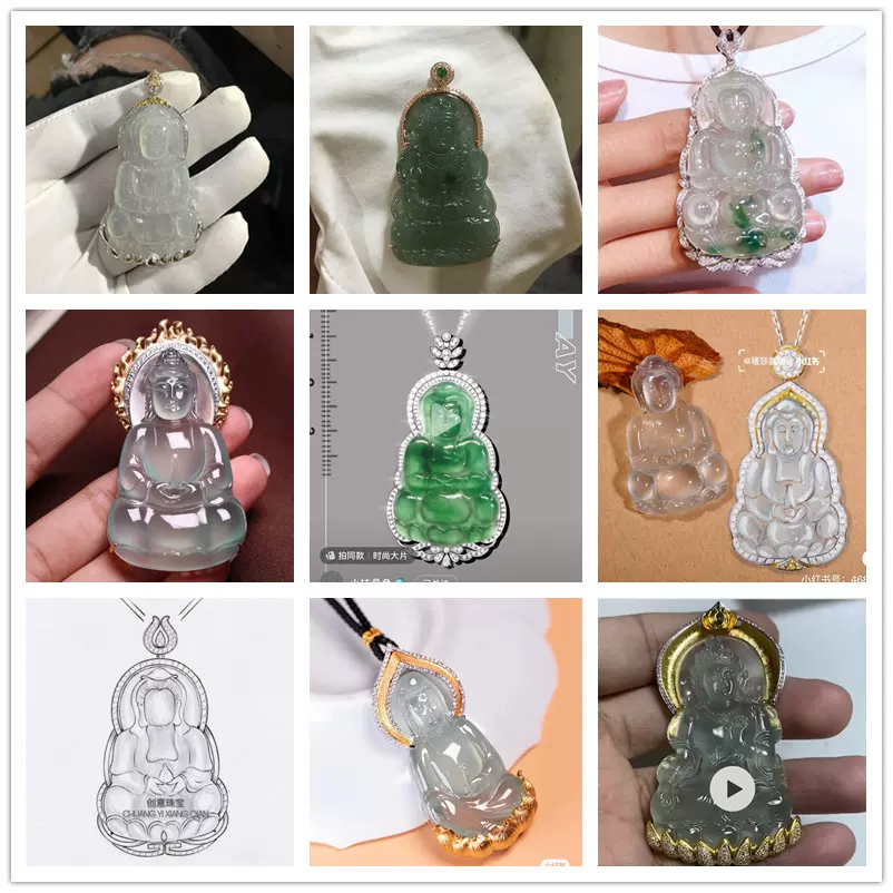 郷下収集 天然翡翠象嵌 弔墜 根付 裝身具 貴婦飾品 翡翠佛吊坠镶嵌品牌排行榜- 十大品牌- 京东