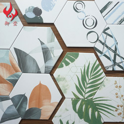 Tile Hexagonal Tiles Colorfulful Plant Hexagonal Tiles Floor Tiles Non-Slip Bathroom Shower Room Background Wall Tiles Flower Tiles