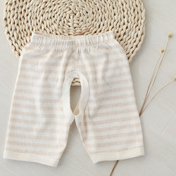 Baby open mesh thin natural colored cotton trousers