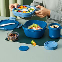 Coron Lunch Box, Light Meal Bento Box, Microwaveable Office Worker Lunch Box, Fat-Reducing Salad Box, Salad Bowl for Takeout