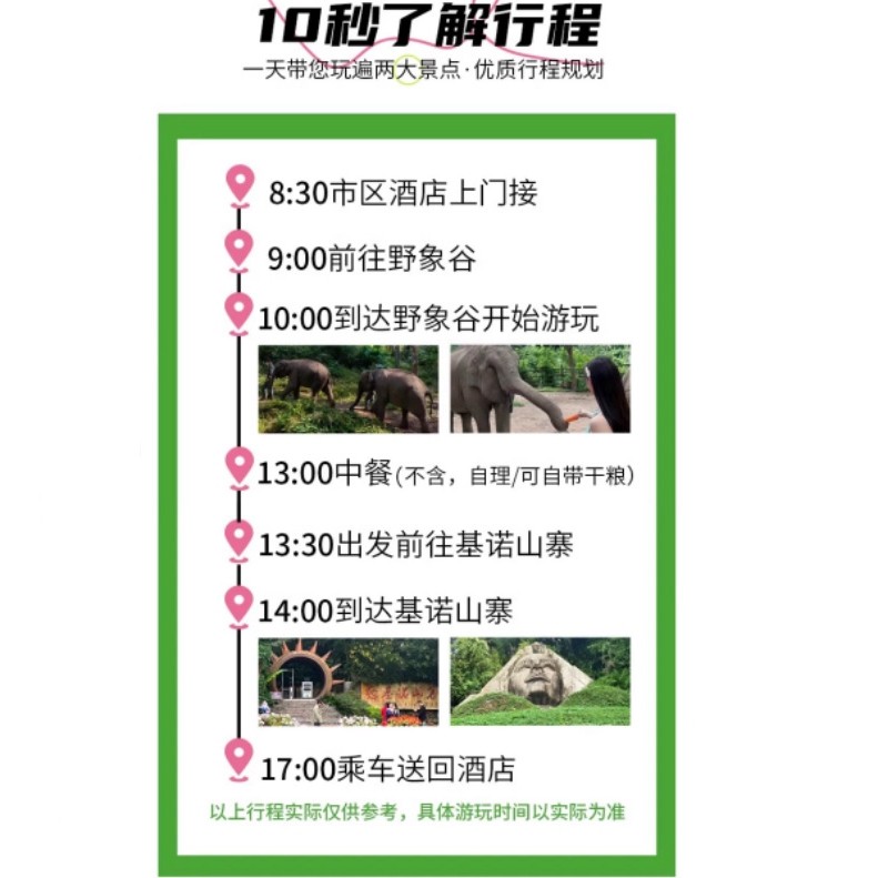 私家团 野象谷+基诺山寨纯玩一日游|9点晚出发|一单一团|寻野象