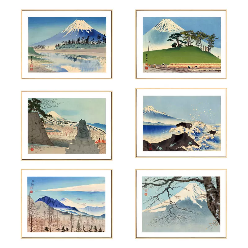 日本装饰画富士山风景挂画浮世绘日式风格壁画榻榻米料理店墙面画-Taobao