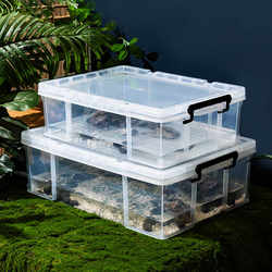 Turtle Turnover Box, Transparent with Lid, Filter Landscaping Plastic Special Turtle Breeding Box, Ecological Box, Fish Tank, Biological Breeding Box