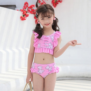 Cartoon fashion girl split swimsuit triangular skirt style
