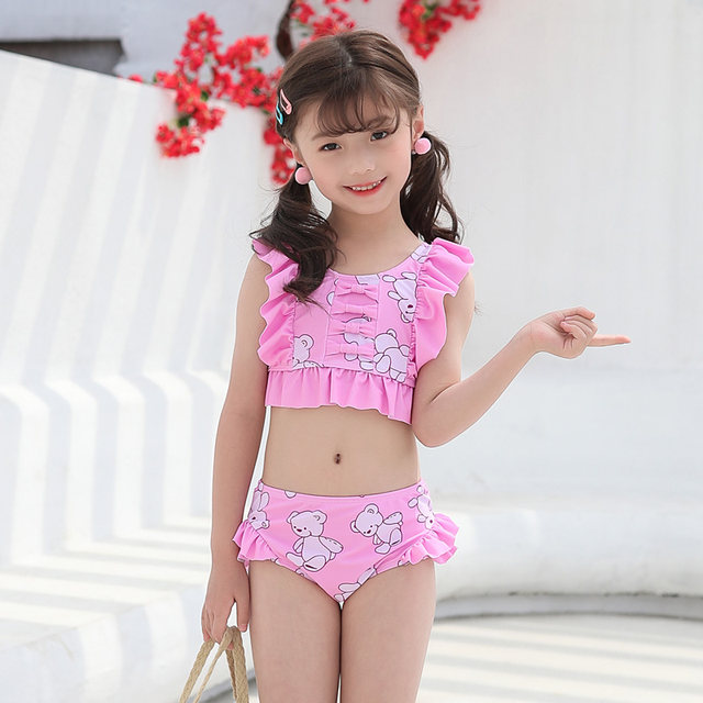 2025 New Children's Swimwear Girls Swimwear Baby Summer Vacation Split Swimming Set Equipment Triangle Skirt Style